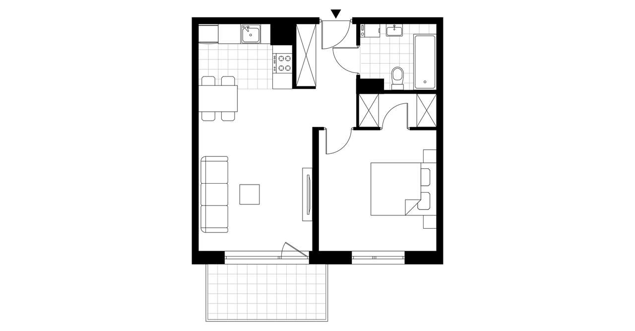 2-pokojowe mieszkanie 48m2 + balkon - Pełny obrazek: 3/8