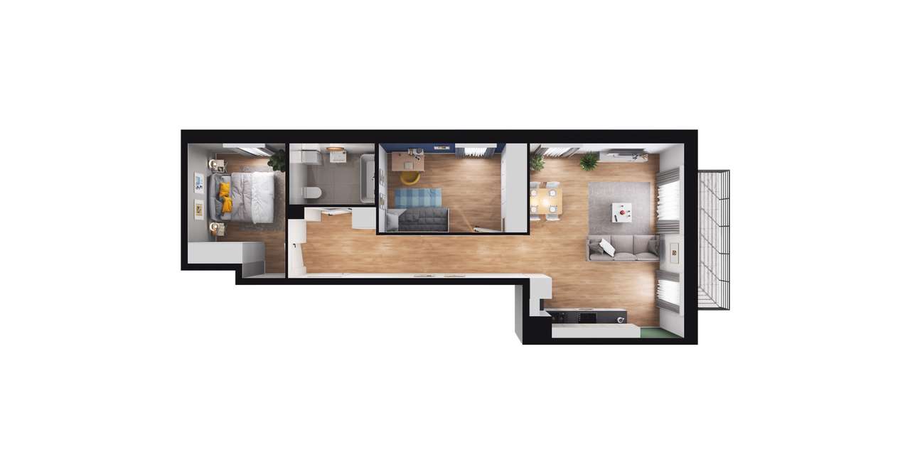 3-pokojowe mieszkanie 65m2 + balkon Bezpośrednio - Pełny obrazek: 2/8