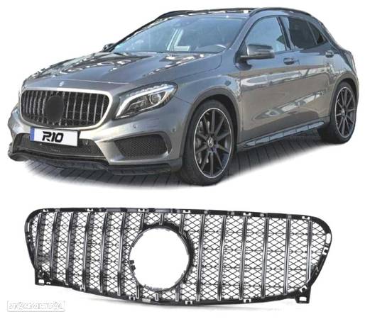 GRELHA FRONTAL PARA MERCEDES GLA X156 13-16 LOOK AMG PRETO CROMADO - 1