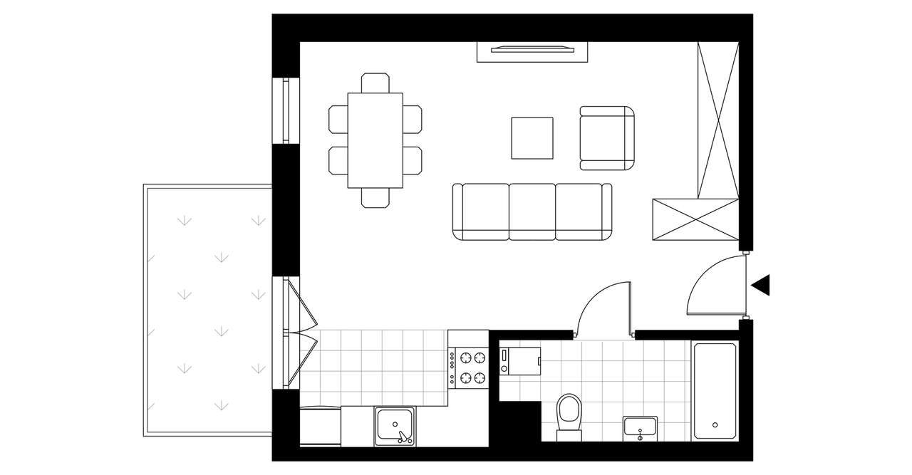 1-pokojowe mieszkanie 39m2 + ogródek - Pełny obrazek: 3/8