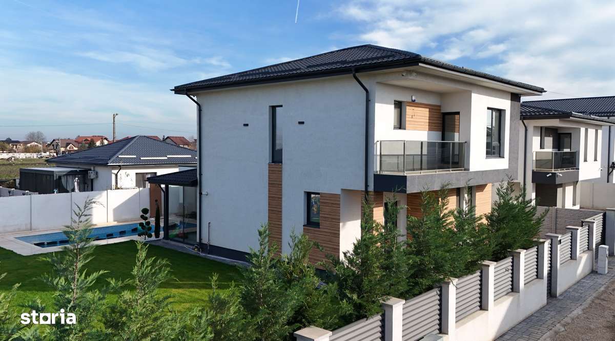 Casă modernă de lux – 5 camere, 4 băi, teren 800 mp, piscină încălzită - Imagine principală: 5/20