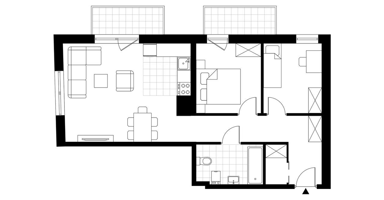 3-pokojowe mieszkanie 59m2 + 2 balkony - Pełny obrazek: 3/8