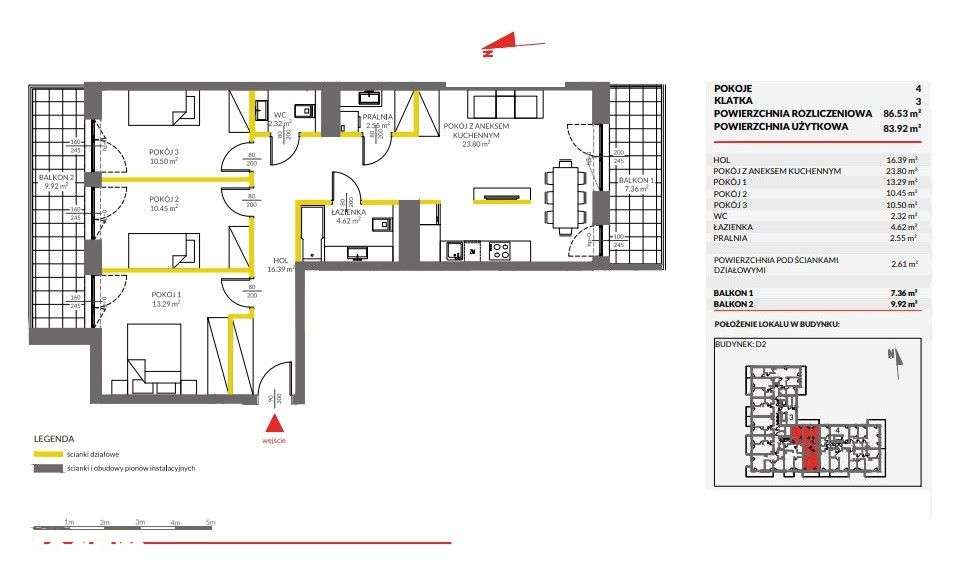 4 pokoje + 2 duże balkony + MP / Mistrzejowice - Pełny obrazek: 4/7