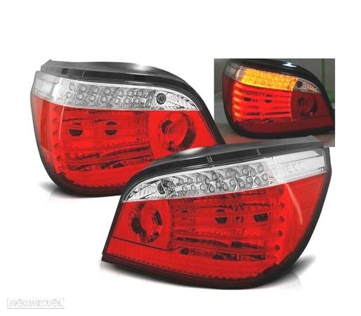 FAROLINS TRASEIROS LED PARA BMW E60 03-07 VERMELHO BRANCO DINÂMICOS - 2