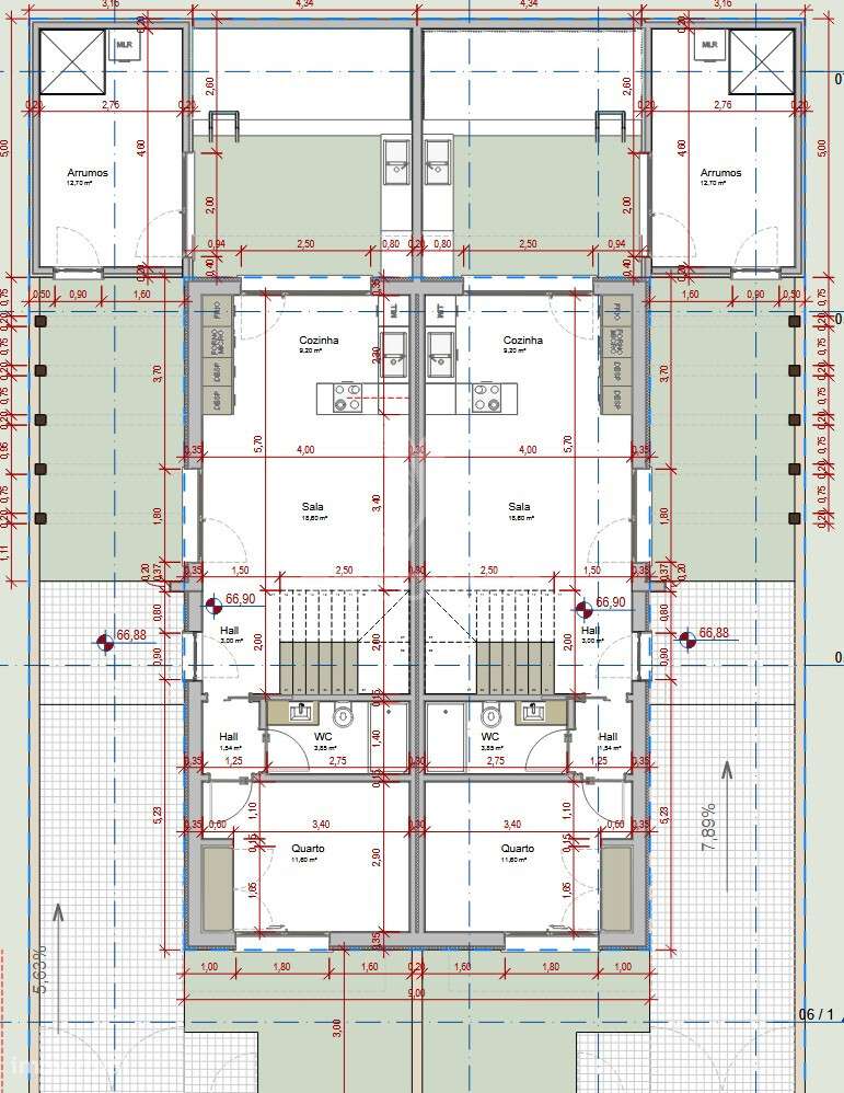 Projeto para Construção de Moradia Geminada T3 com Piscina – Pinhal... - Grande imagem: 2/12