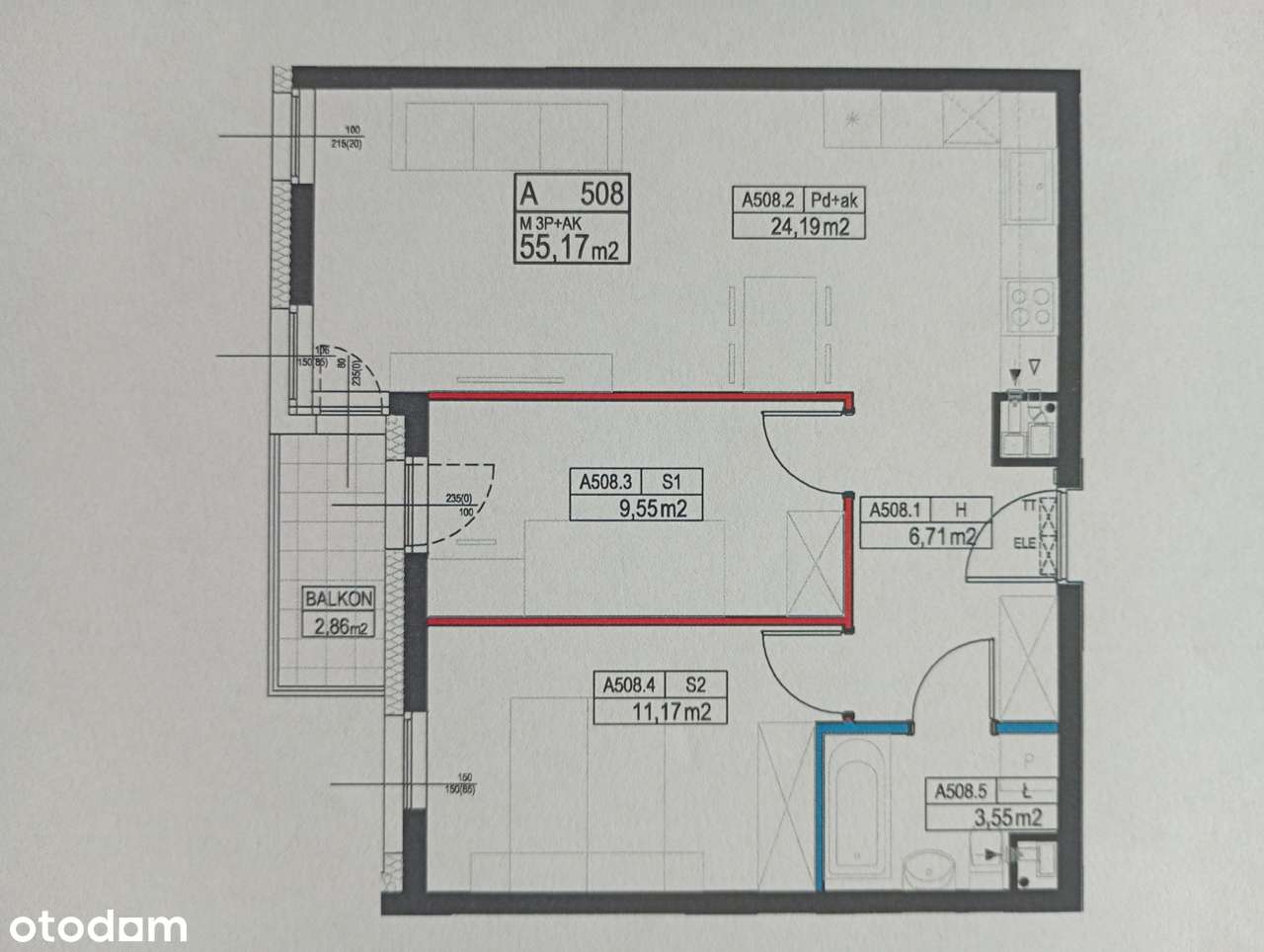 MIESZKANIE 3-pokoje, Grunwald, Marcelin, ul.Świerzawska 7-bezpośrednio - Pełny obrazek: 3/7