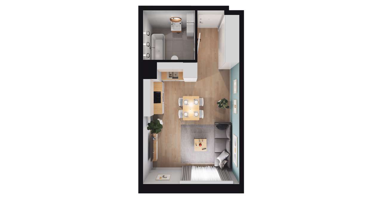 1-pokojowe mieszkanie 30m2 Bez Pośredników - Pełny obrazek: 3/9