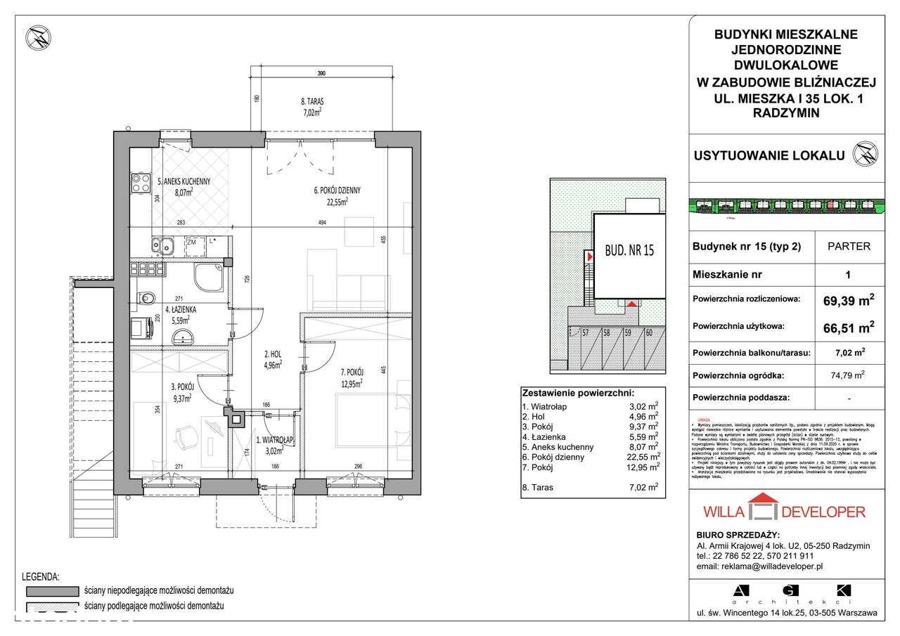 3-pokojowe mieszkanie 66m2 + ogródek - Pełny obrazek: 2/7