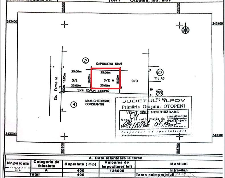 Super pret! Teren intravilan str. Ferme M 400mp, F.S. 25m! COMISION 0% - Imagine principală: 2/2