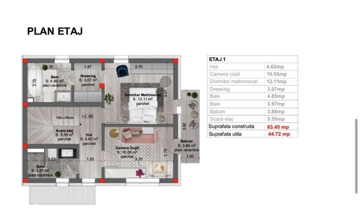 Duplex 4 Camere, 120mp, Zona Terra - Imagine principală: 4/5