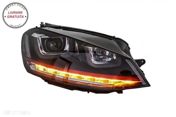 Ansamblu Faruri 3D Semnal Dinamic LED cu Grila VW Golf 7 VII (2012-2017) R20 GTI D- livrare gratuita - 11