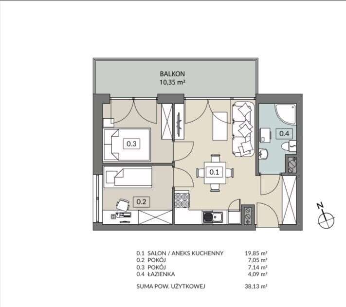 Nowe 3-pokojowe mieszkanie 38 m² z dużym balkonem!-2