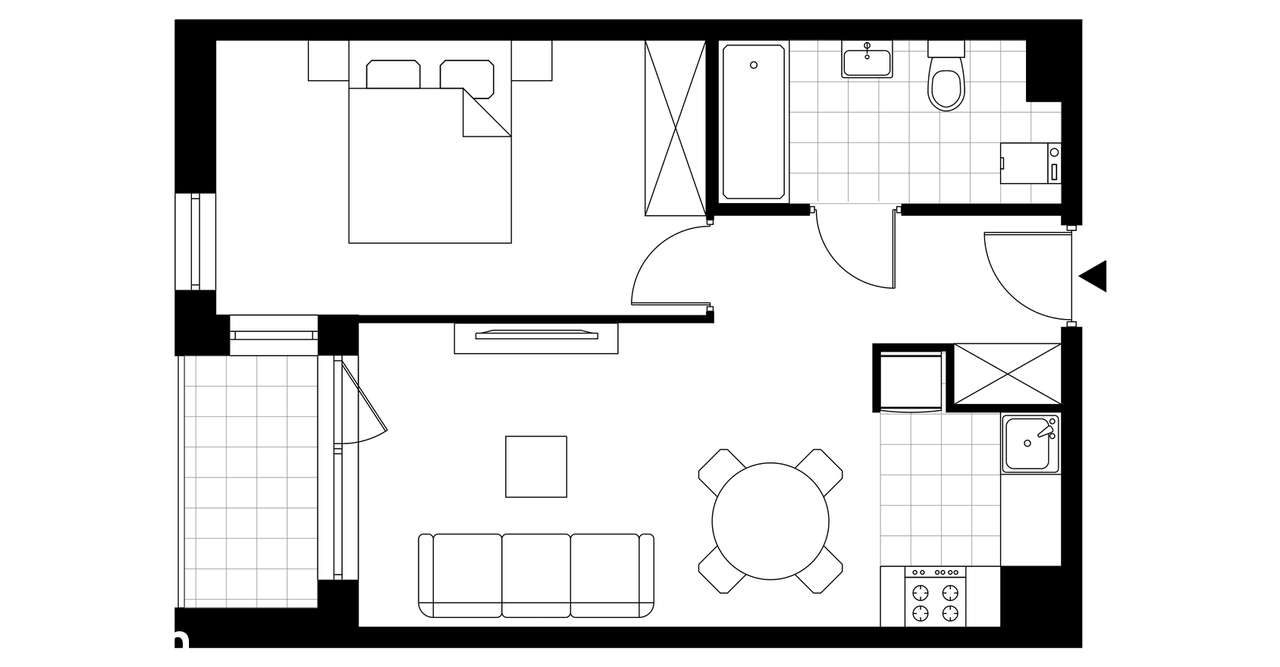 2-pokojowe mieszkanie 40m2 + loggia - Pełny obrazek: 3/6