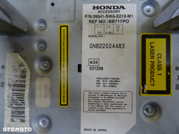 RADIO FABRYCZNE HONDA CR-V III+ KOD 39541-SWA-E010-M1 NR165 - 8