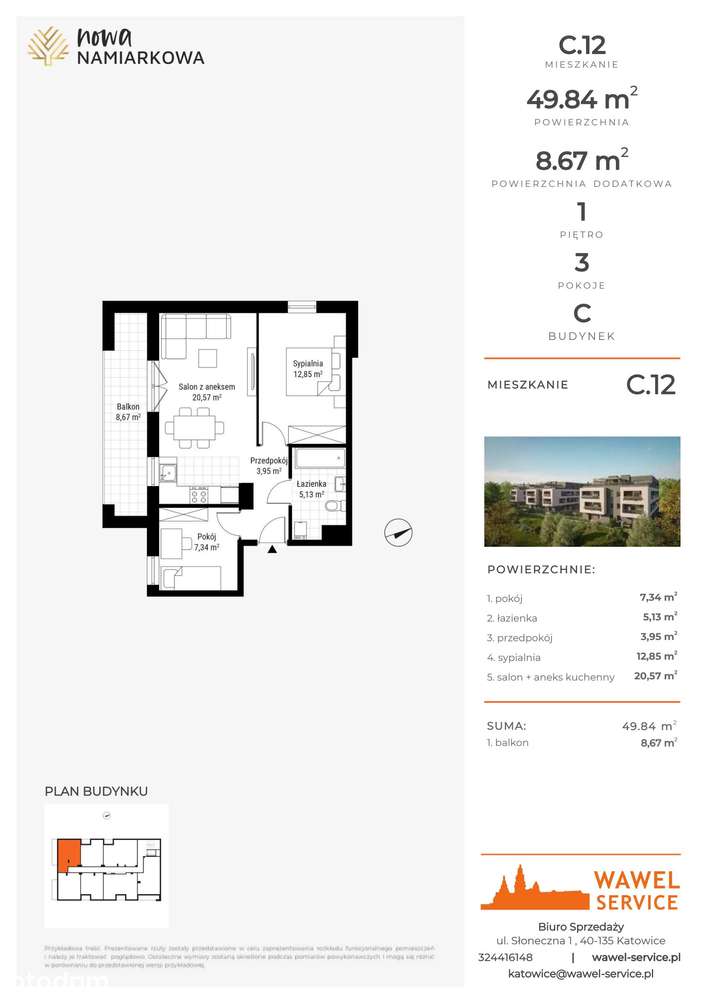 3-pokojowe mieszkanie 49m2 + balkon Bezpośrednio - Pełny obrazek: 2/9