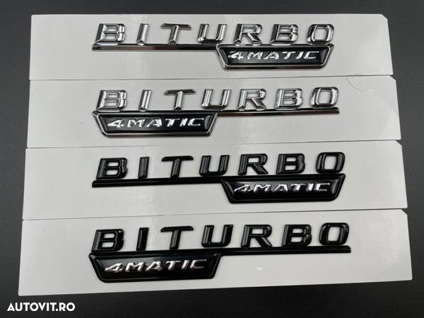 Set embleme Mercedes Biturbo 4Matic aripa Negru / Crom - 1