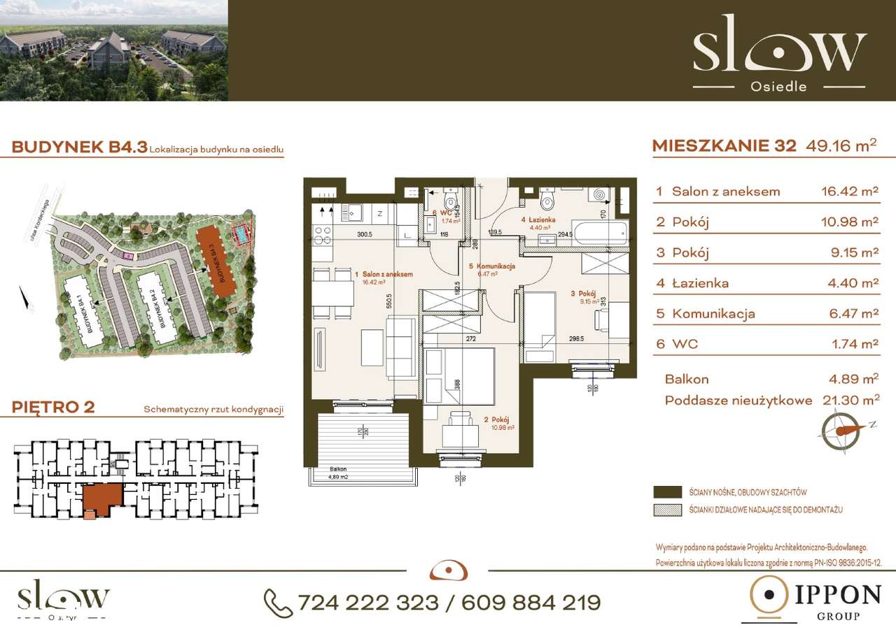 Mieszkanie z dużym poddaszem - 3 pokoje - osiedle SLOW - B4.3_M32 - Pełny obrazek: 5/11