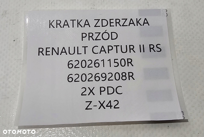 NOWA ORG KRATKA ZDERZAK PRZÓD RENAULT CAPTUR II RS , 2x PDC - 8