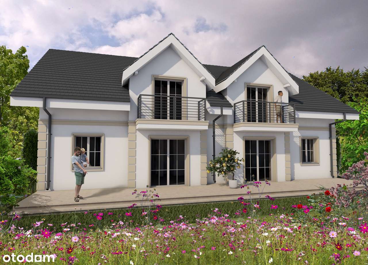 Nowoczesny bliźniak z dużym ogrodem | Komorniki | pompa ciepła |-3