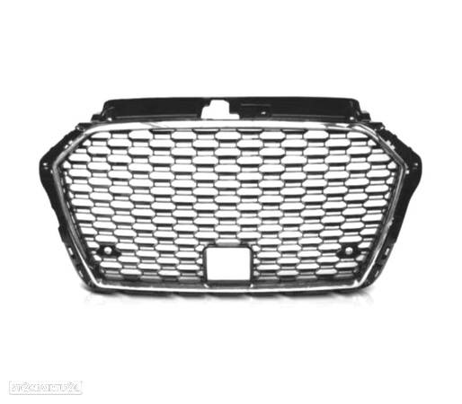 GRELHA LOOK RS3 PARA AUDI A3 8V 16-19 PRETO CROMADO - 2