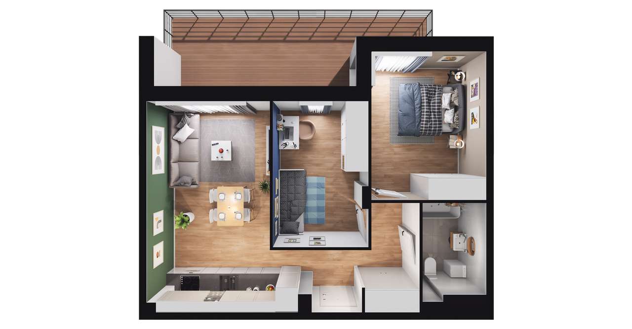 3-pokojowe mieszkanie 51m2 + taras Bez Pośredników - Pełny obrazek: 3/9