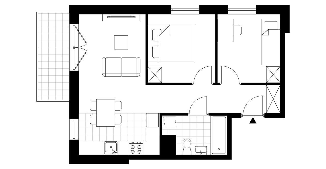 3-pokojowe mieszkanie 46m2 + balkon - Pełny obrazek: 4/9