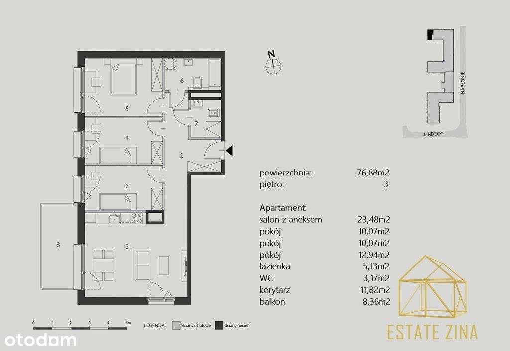 4-pokojowe | 76,68 m2 + balkon | Noho Lindego - Pełny obrazek: 4/14