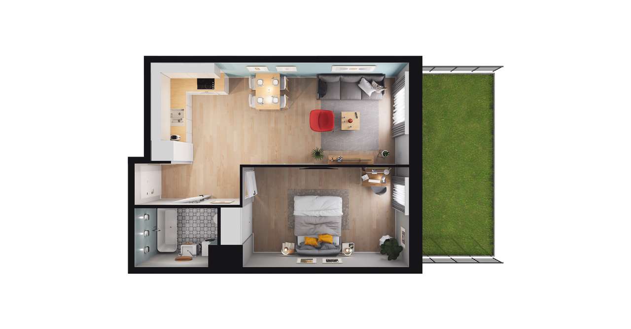 2-pokojowe mieszkanie 44m2 + ogródek Bez Prowizji - Pełny obrazek: 2/8