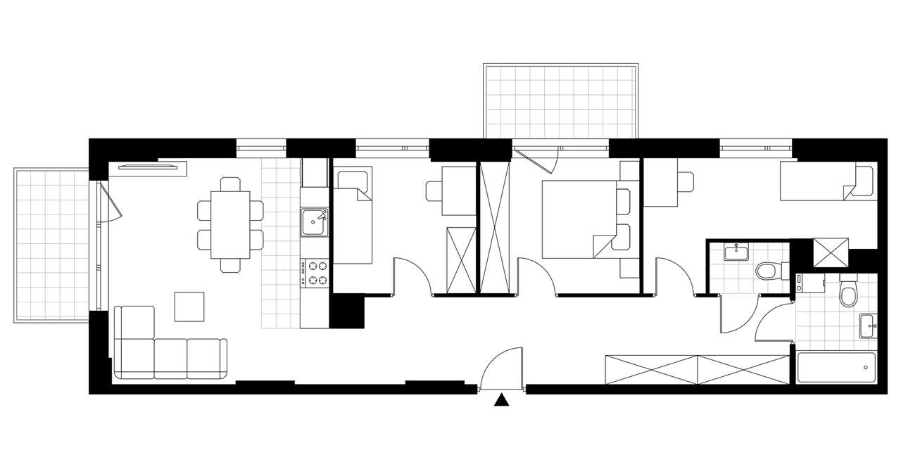 4-pokojowe mieszkanie 70m2 + 2 balkony - Pełny obrazek: 3/8