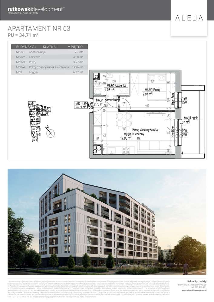 2-pokojowe mieszkanie 34m2 + loggia - Pełny obrazek: 2/7