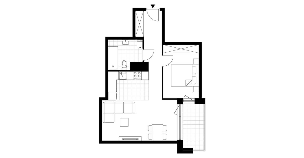 2-pokojowe mieszkanie 45m2 + balkon Bezpośrednio - Pełny obrazek: 2/7