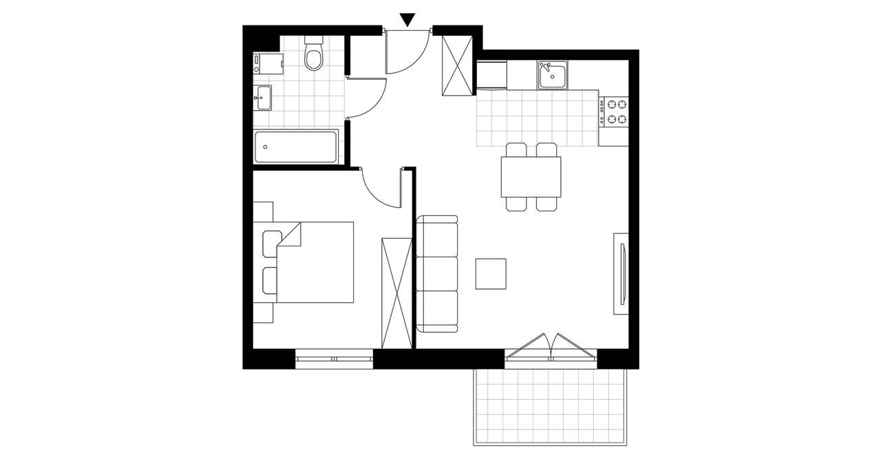 2-pokojowe mieszkanie 42m2 + balkon Bezpośrednio - Pełny obrazek: 3/8