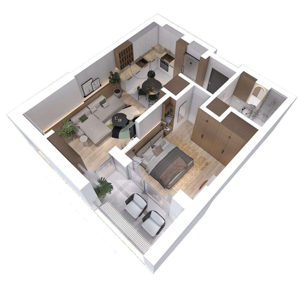 Apartament 2 camere finisat, cu CF, zona VIVO, Imobil West Peak - Imagine principală: 2/8