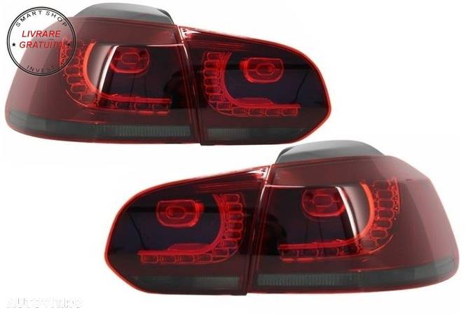 Faruri LED VW Golf 6 VI (2008-2013) Golf 7 3D Design Red Strip GTI LED Dinamic cu - livrare gratuita - 9