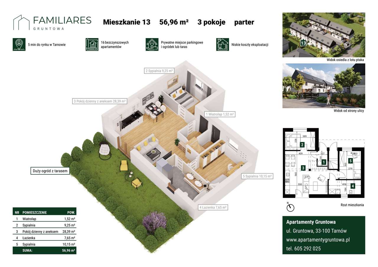3-pokojowe mieszkanie 56m2 + ogródek Bezpośrednio - Pełny obrazek: 2/7