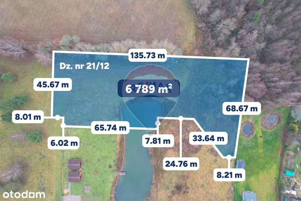 Działka ze stawem, przy jeziorze Wielatowo MPZP-6