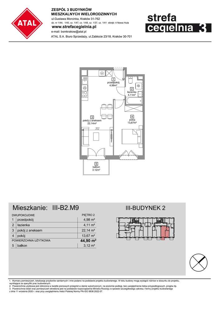 2-pokojowe mieszkanie 44m2 + balkon Bez Prowizji - Pełny obrazek: 2/7