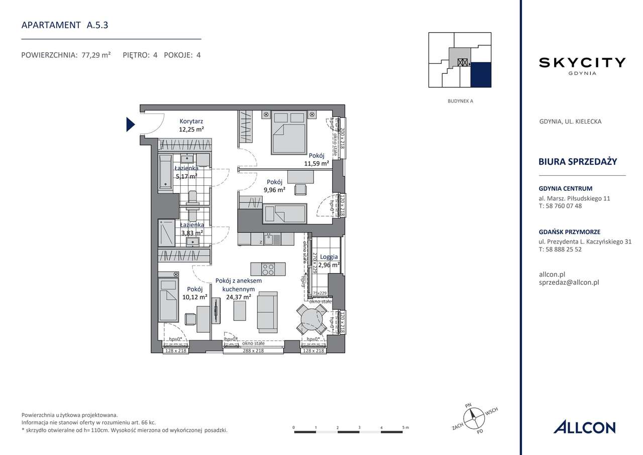 4-pokojowe mieszkanie 77m2 + loggia Bezpośrednio - Pełny obrazek: 2/7