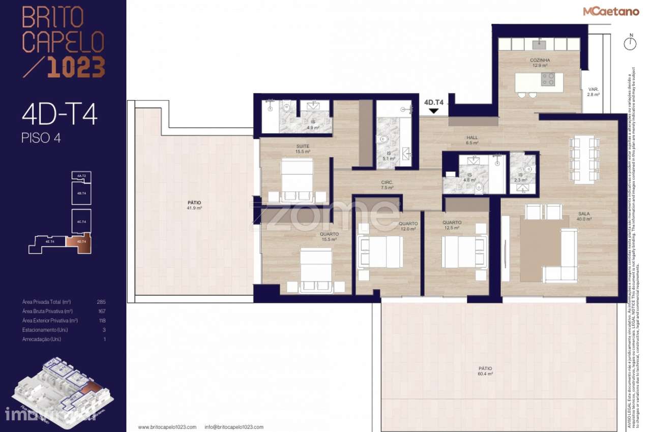 Apartamento T4 - Brito Capelo 1023 - Grande imagem: 2/15