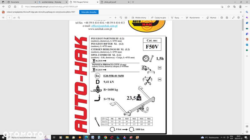 HAK holowniczy PEUGEOT 208 3/5 drz   04.2012 / 05.2019 Citroen C3 III 5 drz. od 07.2016- - 3