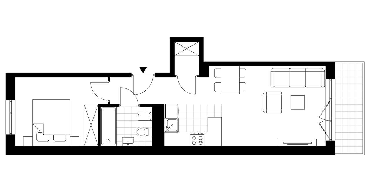 2-pokojowe mieszkanie 44m2 + balkon - Pełny obrazek: 3/8