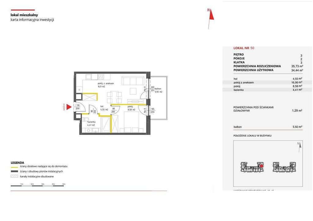 Mieszkanie 2 pok. pow. 35,73 m2 Białołęcka - Pełny obrazek: 4/4