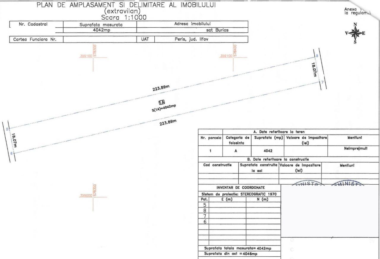 Teren Intravilan 4550mp Sat Burias-Comuna Peris