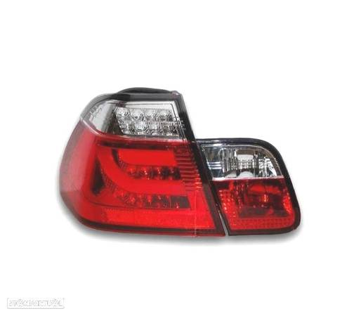 FAROLINS TRASEIROS LED PARA BMW E46 01-05 VERMELHO CROMADO - 2