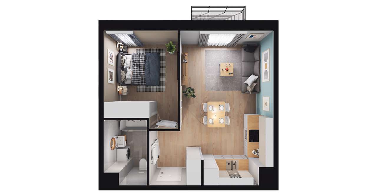 2-pokojowe mieszkanie 37m2 + balkon Bez Prowizji - Pełny obrazek: 2/6