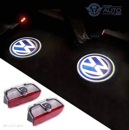 Set lampi led cu proiector logo VW Passat,Jetta,Golf,CC,Tiguan,Sharan - 5