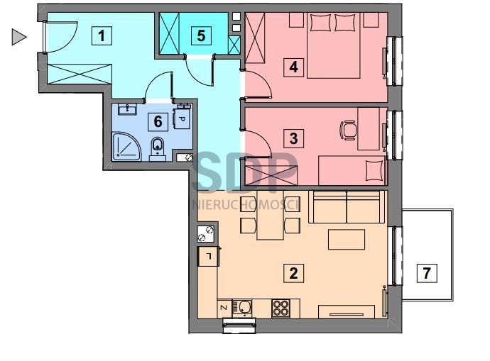 3 Pokoje, Rozkładowe, Duże Sypialnie, Balkon