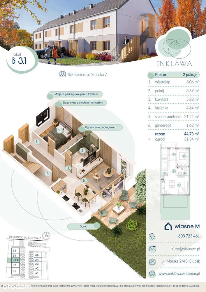 Ostatnie 2 pokoje parter 44,7 m²  ogród podłogówka-7