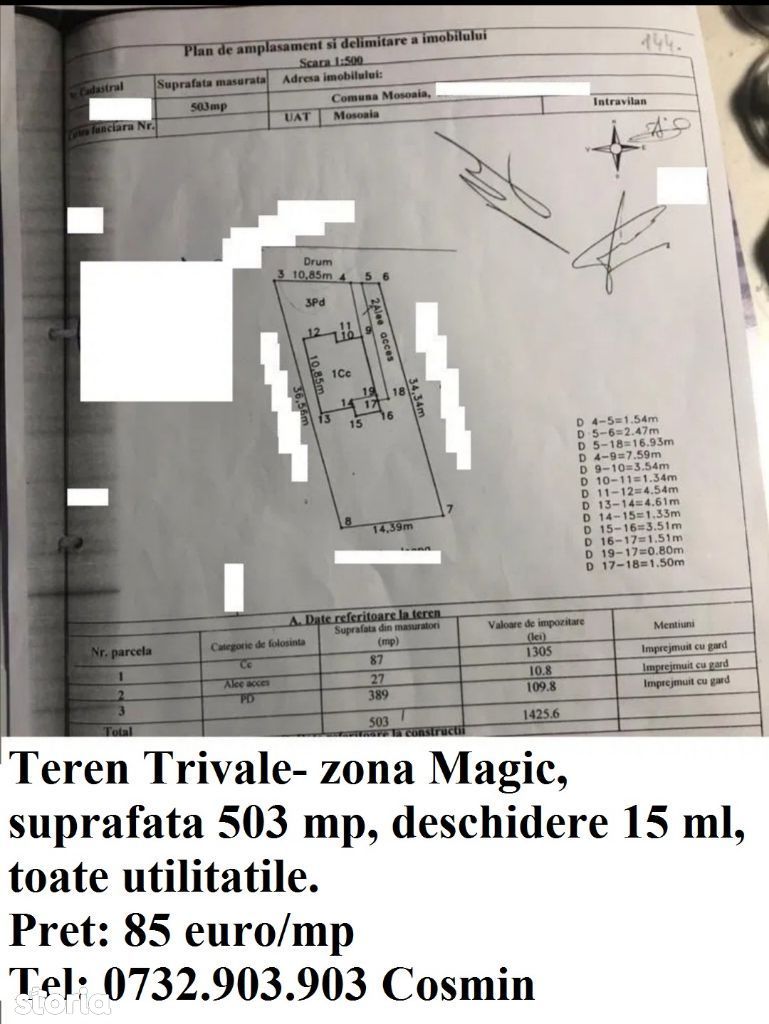 Teren Trivale - Magic, 503 mp, toate utilitatile, 85 euro/mp