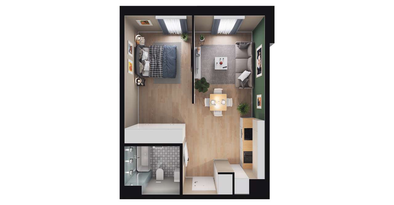 2-pokojowe mieszkanie 40m2 Bez Prowizji - Pełny obrazek: 2/8